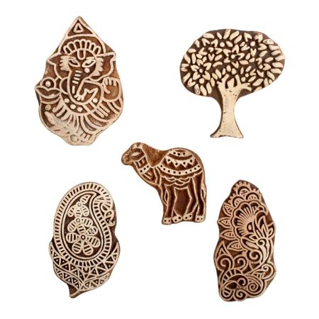 Set of 5 Piece New Mix Wooden Printing Block